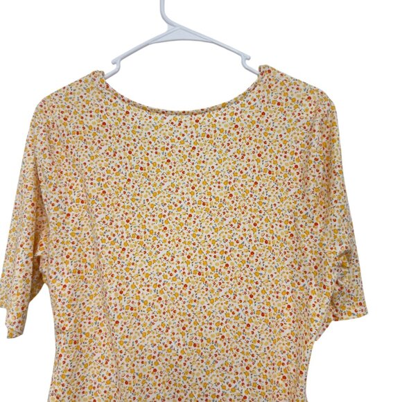 Lands End Womens Yellow Floral Wrap w/Tie Waist Top Blouse SZ Large - Picture 9 of 11